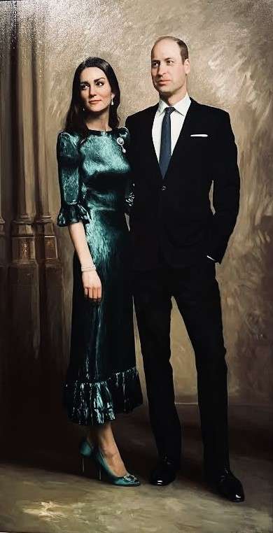 Painting of Prince William and Princess Katherine at National Portrait Gallery in London